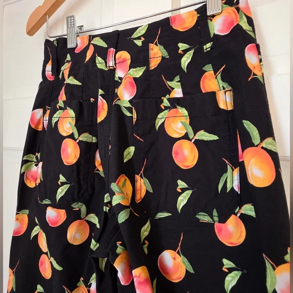 Maeve x Anthropologie Black Colette Pants With A Peach Print - Picture 6 of 6